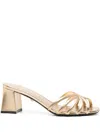 Alevì Leather Laya Block Heeled Sandals 60 In Gold