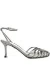 Alevì 75mm Ally Ankle-strap Leather Sandals In Silver