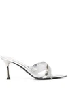 Alevì 85mm Metallic-finish Leather Mules In Silber