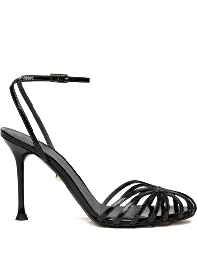 Alevì 95mm Ally Patent-leather Sandals In Black