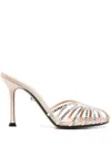 Alevì Crystal Caged Pumps In Neutrals