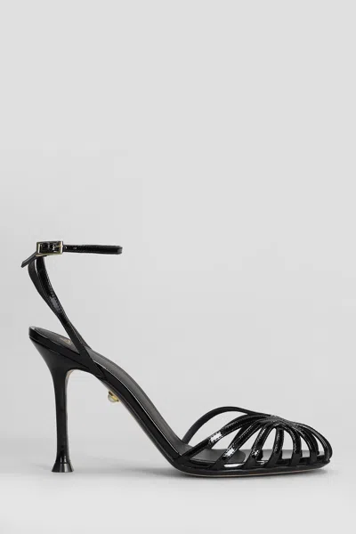 Alevì Ally 95 Sandals In Black Patent Leather