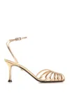 Alevì Metallic Leather Ally Heeled Sandals 95 In Gold
