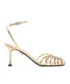 Alevì Metallic Leather Ally Heeled Sandals 95 In Nude