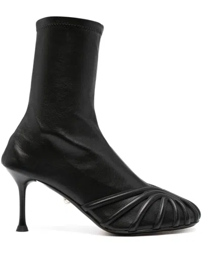 Alevì Black Calf Leather Ankle Boots