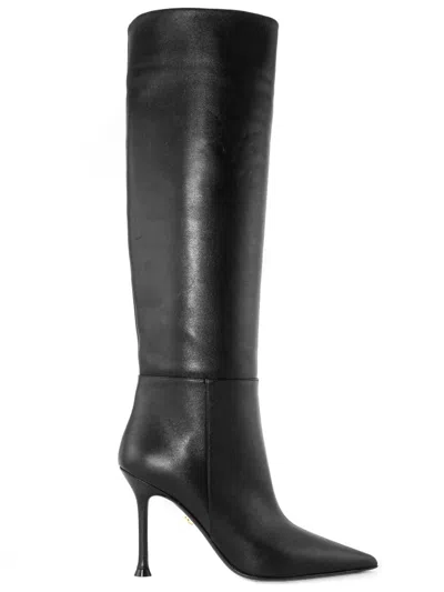 Alevì Black Leather Knee-high Boots