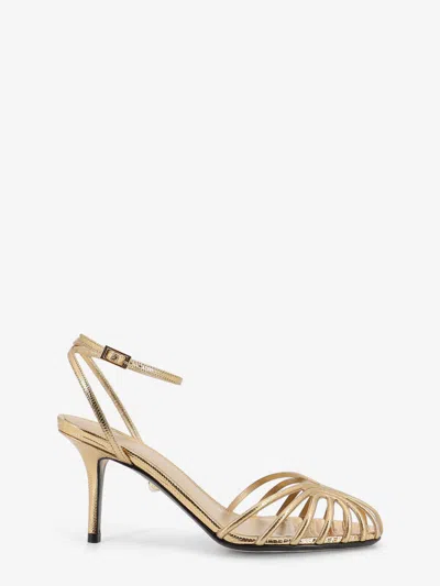 Alevì Blake 75 Laminated Leather Sandals In Gold