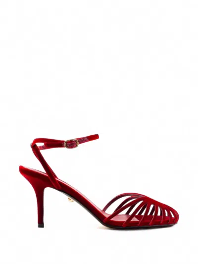Alevì Cage Velvet Sandals In Red
