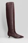 Alevì Debby 035 Low Heels Boots In Bordeaux Leather In Burgundy