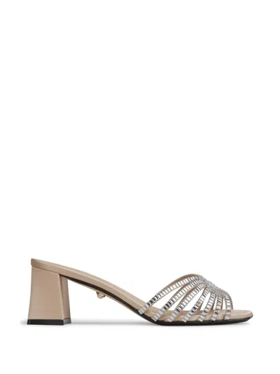 Alevì Embellished Open Sandals In Neutral