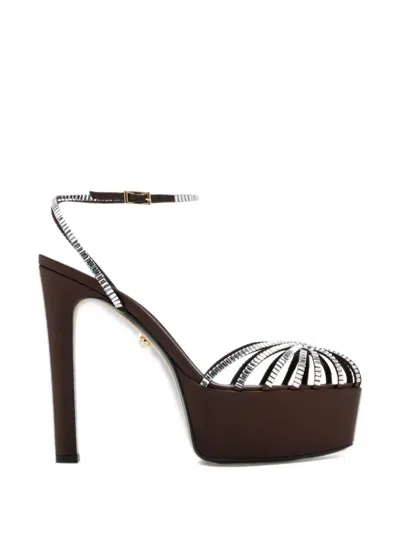Alevì Eva Crystal-embellished Platform Sandals In Brown