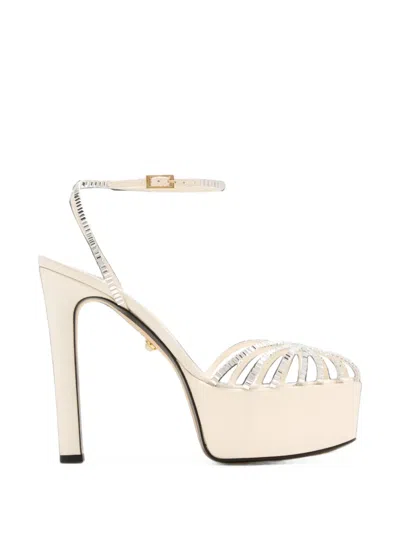 Alevì Eva Crystal-embellished Platform Sandals In White