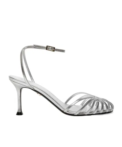 Alevì Lace-up Platform Sandals In Silver