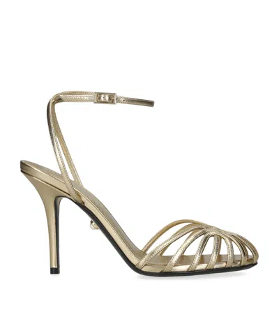 Alevì Leather Blake Heeled Sandals 95 In Gold