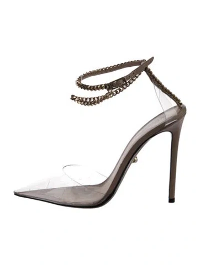 Pre-owned Alevì Leather Chain-link Accents Mules