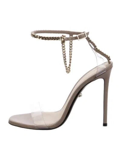Pre-owned Alevì Leather Chain-link Accents Sandals In Clear