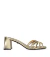 Alevì Leather Laya Block Heeled Sandals 60 In Gold