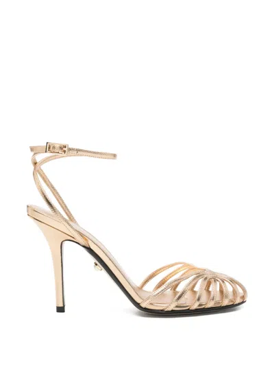 Alevì Leather Sandals In Gold