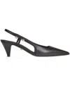 Alevì Leather Slingback Pumps In Black