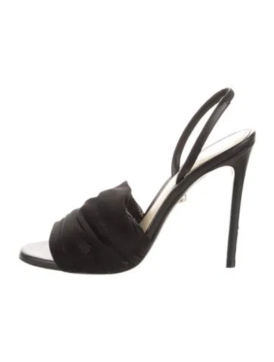 Pre-owned Alevì Leather Slingback Sandals In Black