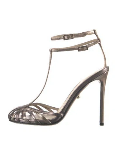 Pre-owned Alevì Leather T-strap Pumps In Black