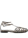 Alevì Leopard-print Caged-effect Sandals In Brown