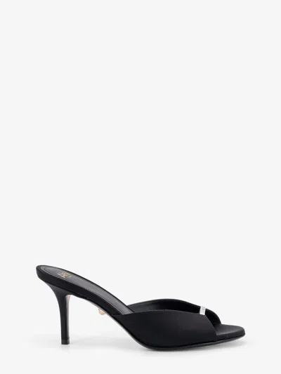 Alevì Luana Satin Sandals With Rhinestone Detail On The Front In Black