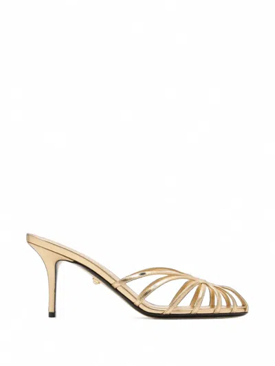 Alevì Mel Metallic Leather Sandals In Gold