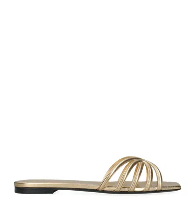 Alevì Metallic Leather Bali Flat Sandals In Gold