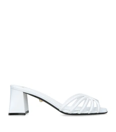 Alevì Metallic Leather Laya Block Heel Sandals 60 In White