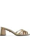 Alevì Square-headed High-heeled Sandals In Gold