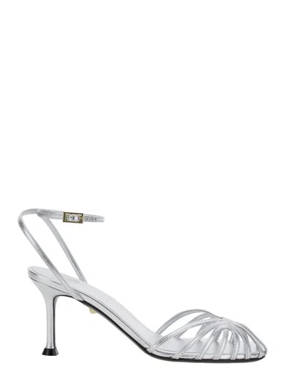 Alevì Milano 'ally-75' Metallic Pumps With Adjustable Ankle Strap And Heel In Leather Woman In Multi