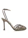 Alevì Milano Ally 095 Glam Satin Sandals Animalier In Brown