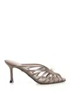Alevì Milano Louise-75 075 Glam Satin Sandals Beige
