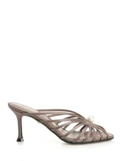 Alevì Milano Louise-75 075 Glam Satin Sandals Beige