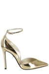 Alevì Milano Alevi` Milano Metallic Gold Pointed Pumps With Adjustable Ankle Strap In Gold