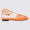 Alevì Milano Orange Leather Elena Flats In Orange