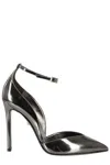 Alevì Milano Pointed Design Pumps With Adjustable Ankle Strap In Silver