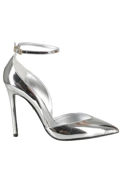 Alevì Milano Pointed Toe Metallic Leather Pumps In Neutral