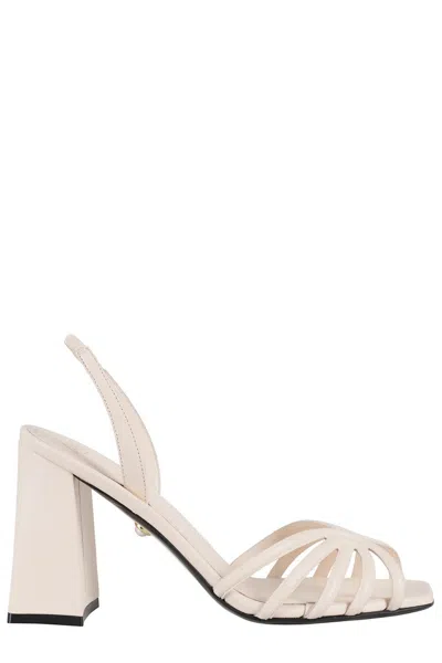 Alevì Milano Square Toe Sandals With 3d Cage Design In Beige