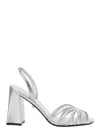Alevì Milano 'tara' Metallic Sandals With Elastic Ankle Strap And Block Heel In Leather Woman