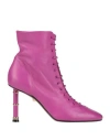 Alevì Milano Aleví Milano Woman Ankle Boots Magenta Size 6.5 Leather In Magenta