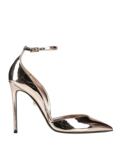 Alevì Milano Pointed Toe Pumps With Mirrored Leather Finish In Gold