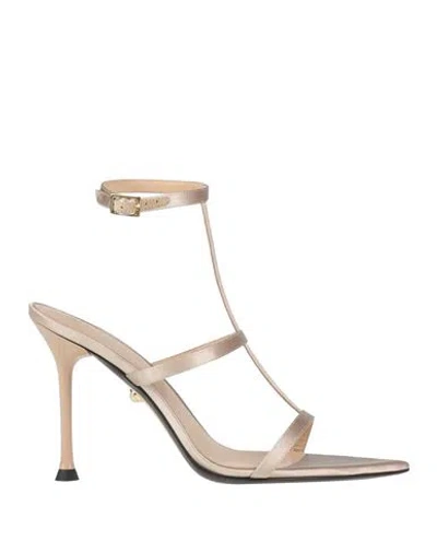 Alevì Milano Aleví Milano Woman Sandals Beige Size 11 Textile Fibers In Animal Print