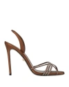 Alevì Milano Aleví Milano Woman Sandals Brown Size 11 Textile Fibers In Brown