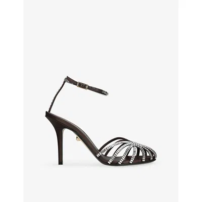 Alevì Milano Womens Alevi Milano Penelope 95 Heeled Satin Pumps In Dark Brown
