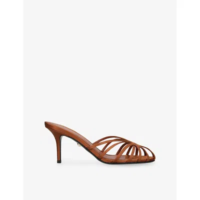 Alevì Milano Womens Rust Mel Satin Heeled Sandals Eur 39 / 6 Uk In Brown