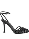 Alevì Patent Leather Ally Heeled Sandals 75 In Black