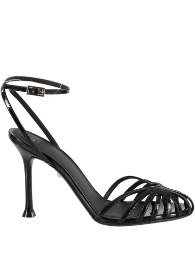 ALEVÌ PATENT CAGE SANDALS