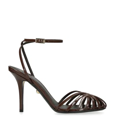 Alevì Patent Leather Blake Heeled Sandals 95 In Brown